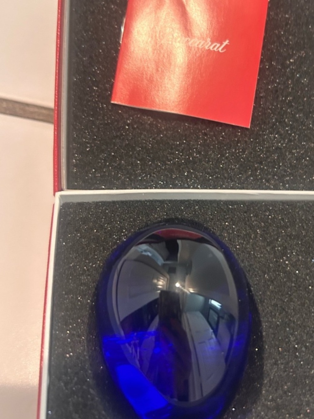 Baccarat Blue Glass Paperweight egg